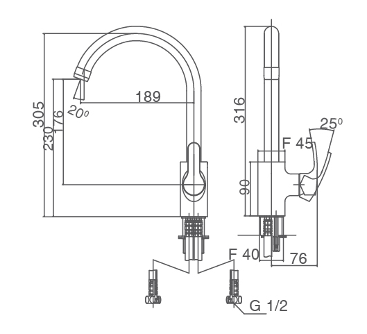 Vòi Rửa Chén Nóng Lạnh INAX SFV-802S