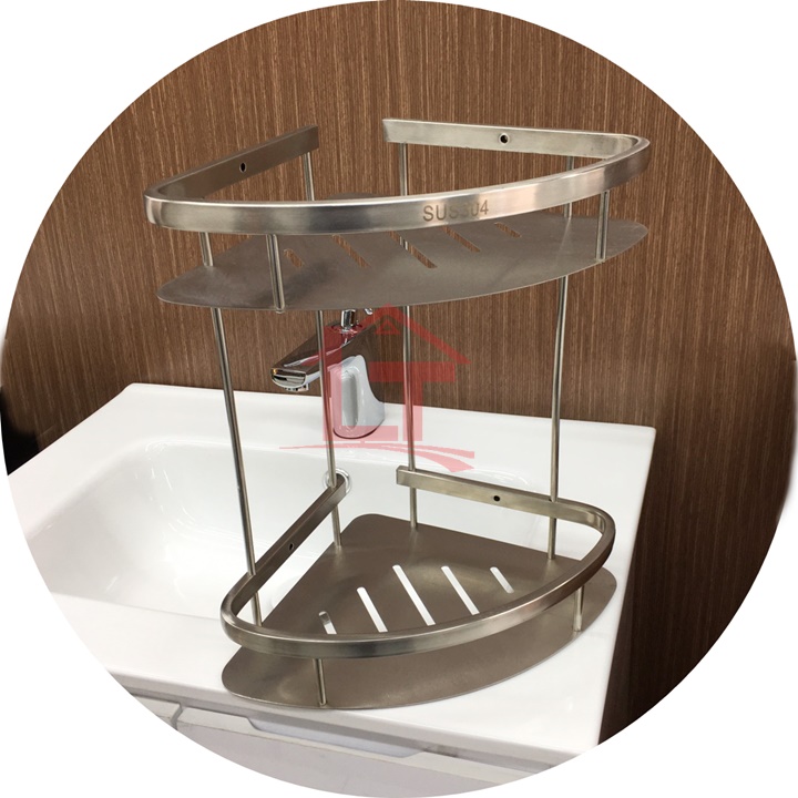 Kệ Góc 2 Tầng Inox 304 Mờ 22cm  KG 512 Cao Cấp