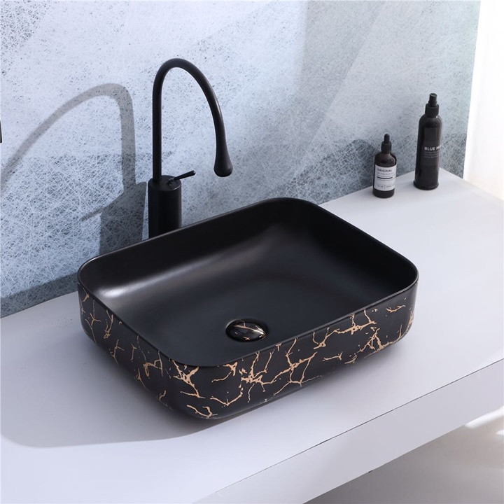 Chậu Lavabo Đặt Bàn Đen P01 Cao Cấp