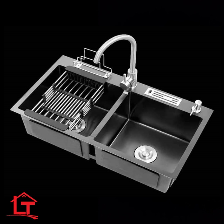 Chậu Rửa Chén 2 Hố Phủ Nano Đen RS13