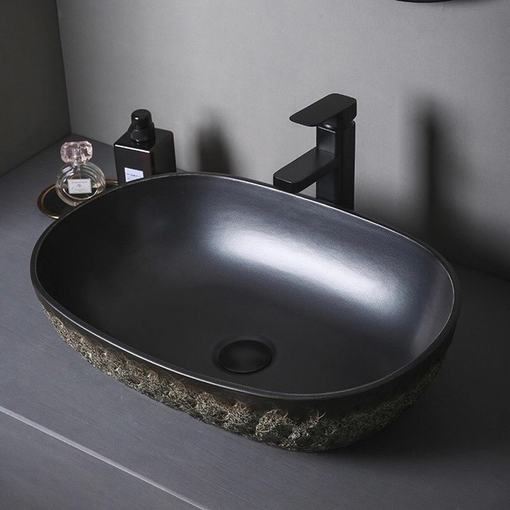 Chậu Lavabo Sứ Mỹ Thuật Đen Sang Trọng LK01