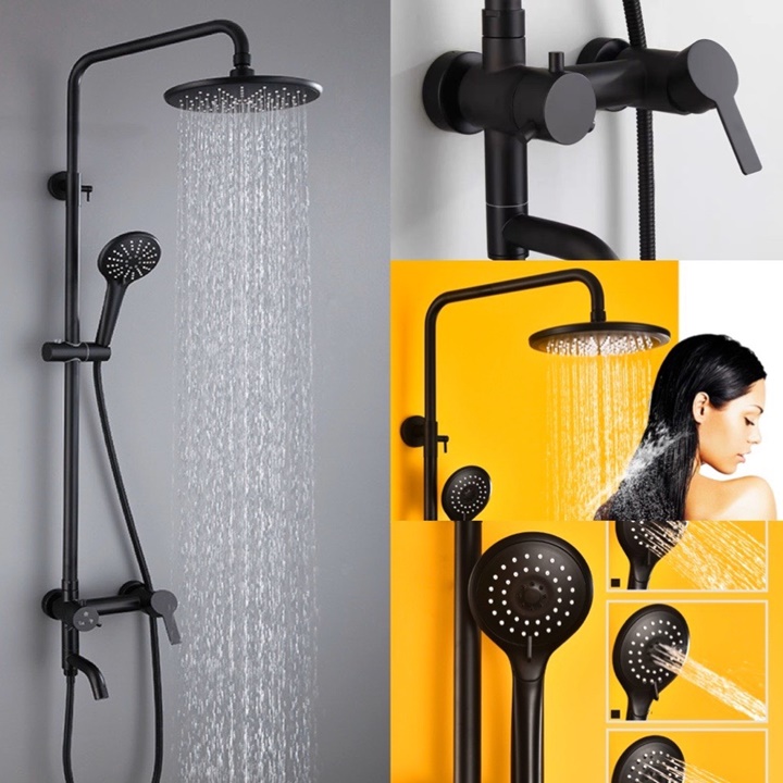 Vòi Sen Nóng Lạnh Tròn Đen  S09 Cao Cấp