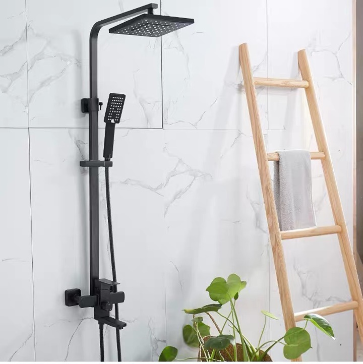 Vòi Sen Nóng Lạnh Vuông Đen Inox S11