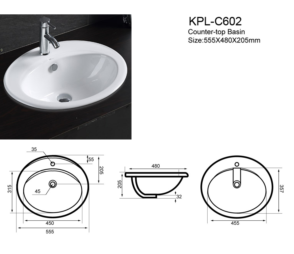 Lavabo Âm Mặt Đá Keli C602 Chính Hãng