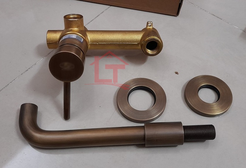 Vòi Lavabo Âm Tường Đồng Cổ LD20 Cao Cấp