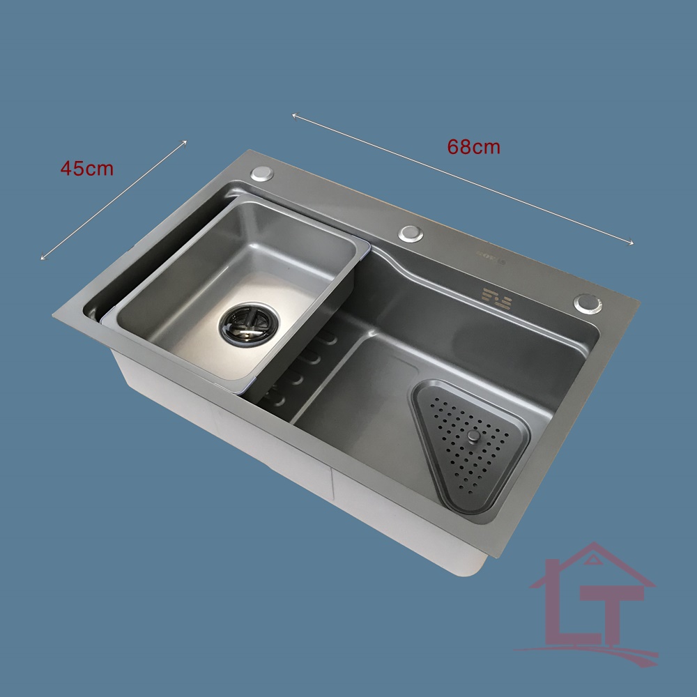 Bồn Rửa Chén NaNo Xám R68 Một Ngăn Lớn