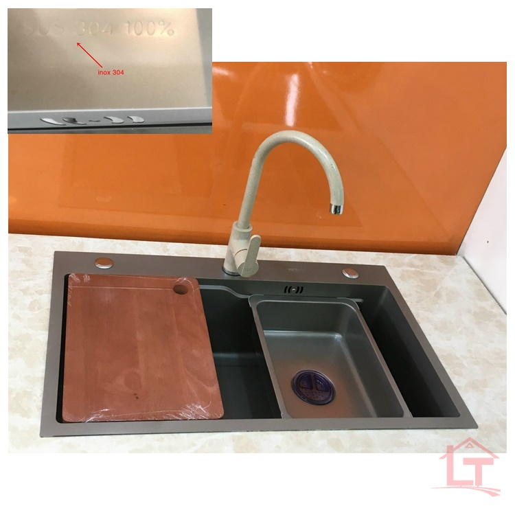 Bồn Rửa Chén 1 Hộc Lớn Inox 304 Phủ Nano NN75
